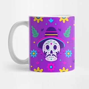 gothic halloween dia de los muertos floral skull Mug